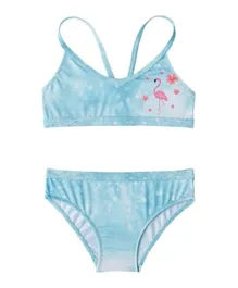 Slipstop Flamingo Print 2 Piece Swimsuit - Blue