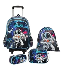 Eazy Kids Back To School School Bag Lunch Bag Activity Bag and Pencil Case Astronaut Blue - 16 Inches