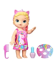 Baby Alive Glam Spa Baby Doll, Unicorn, Color Reveal Mani-Pedi and Makeup,  Waterplay Doll, Blonde Hair - 32.5cm