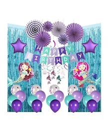 Brain Giggles Mermaid Theme Birthday Party Decoration - Pack of 51 Pieces