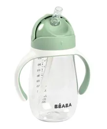 Beaba Straw Cup for Kids 8 Months+, Leak-Proof Valve, Airtight Lid, Sage Green, BPA-Free, 300mL