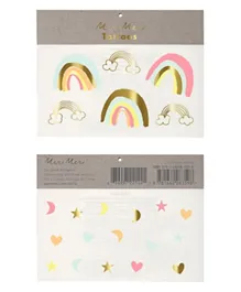 Meri Meri Neon Rainbow Temporary Tattoos Pack of 2 - Multicolour