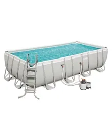 Bestway Power Steel Rectangular Pool Set 549x274x122cm, 3-Ply PVC, 14,812L Capacity, Corrosion-Resistant Frame with Accessories