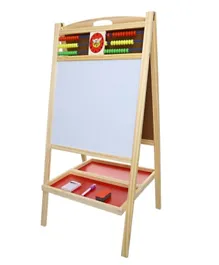Factory Price Two Sided Wooden Big Easel Board With Drawing Accessories & Abacus - 4 Pieces