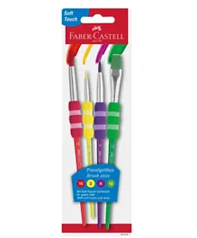 Faber Castell Grip Paint Brushes Round & Flat Combination Pastel - 4 Pieces