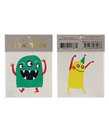 Meri Meri Monster Temporary Tattoos Pack of 2 - Yellow and Green