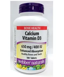 WEBBER NATURALS  Calcium Vitamin D 650mg - 100 Tablets