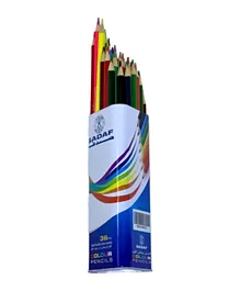 SADAF Ergonomic Triangular Color Pencils 36-Pack - Non-Toxic, Durable, for Ages 3 Years+