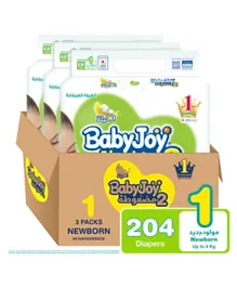BabyJoy Jumbo Pack Compressed Diamond Pad Diaper Size 1 Pack Of 3- 204 Pieces