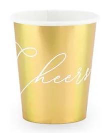 PartyDeco Cheers! Gold Paper Cups - Pack of 6