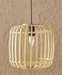 HomeBox Stark Natural Bamboo Chip Shade Metal Pendant Lamp