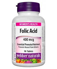 WEBBER NATURALS Folic Acid 400mcg - 90 Tablets