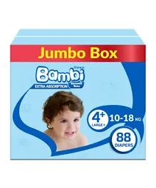Sanita Bambi Baby Diapers Jumbo Box Size 4+ - 88 Pieces