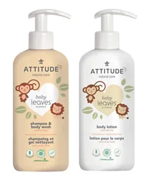 Attitude Baby Leaves 2 in 1 Shampoo & Body Wash + Body Lotion Pack of 2 - 473mL Each