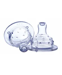 Nuby Non-Drip Anti-Colic Vari-Flo Nipple for Wide Neck Bottle Pack of 2 -  Clear