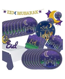 Amscan Eid Party Tableware for 8 Guests - Blue