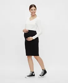 Mamalicious Elastic Waist Maternity Skirt - Black