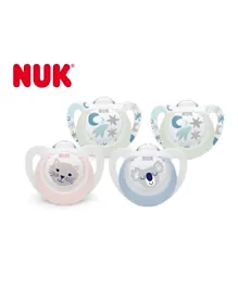 NUK Star Silicone Soother Day & Night Pack of 2 - Assorted