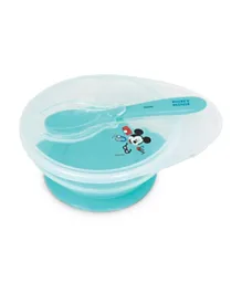 Disney Mickey Mouse Silicone Suction Bowls With Lid - Blue