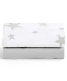 Snuz SnuzPod Cotton Crib Fitted Sheets Grey Stars - Pack of 2