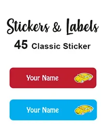 Ladybug Labels Personalised Name Labels Sport Car - Pack of 45