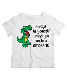 Twinkle Hands You Can be A Dinosaur Print Cotton T-Shirt - White
