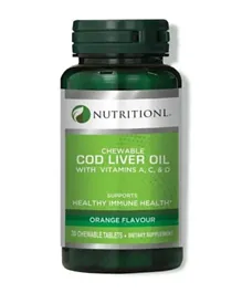 NUTRITIONL Chewable Cod Liver Oil With Vitamin A, C & D Tablets - 30 Pieces