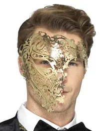 Smiffys Deluxe Metal Filigree Phantom Mask Gold