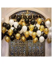 Highland Black Golden and White Latex Balloons for Birthday Anniversary Eid Decorations - 50 Pieces