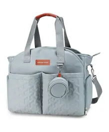 Little Story Quilted Diaper Bag With Pacifier Pouch - Blue