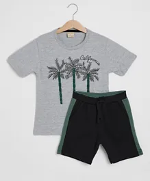 R&B Kids Coconut Trees T-Shirt & Shorts Set - Grey