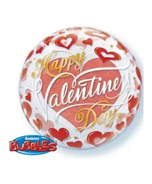 Qualatex Valentines Red Hearts Bubble Balloons - 22 Inches
