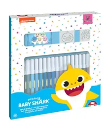 Multiprint Italia Baby Shark Marker Pens and Stamps Art Set - 21 Pieces