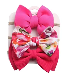 The Girl Cap Bow Headbands Pack of 3 - Fuschia Pink