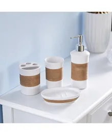 HomeBox Jute Thread Ceramic Bath Set - 4 Pieces