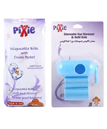 Pixie Bibs Plus Disposable Bag Dispenser and Refill Rolls Baby Disposable Combo - Blue