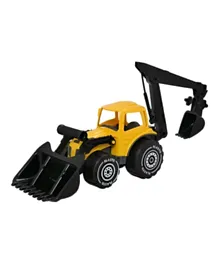 Plasto Tractor With Front Loader & Digger - Yellow