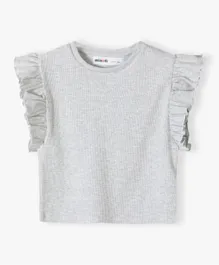 Minoti Solid Ruffle Rib T-Shirt - Grey