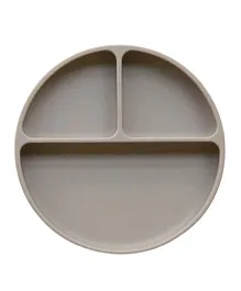 Peanut Silicone Suction Divided Plate - Sandstone