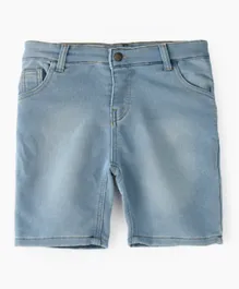 Jam Button Closure Denim Shorts - Blue