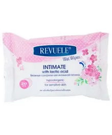REVUELE Intimate Wet Wipes for Sensitive Skin With Lactic Acid - 20 Pieces