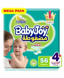 BabyJoy Compressed Diamond Pad Mega Pack Diapers Large Plus Size 4+ - 56 Pieces