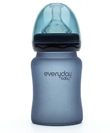 زجاجة رضاعة زجاجية حساسة للحرارة للاستخدام اليومي للأطفال باللون الرمادي - 150 مل