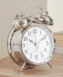 HomeBox Zoa Metal Painted Alarm Clock - Silver