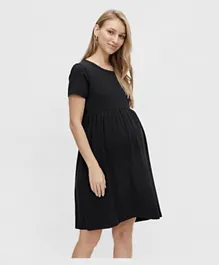 Mamalicious Short Sleeves Jersey Maternity Dress - Black