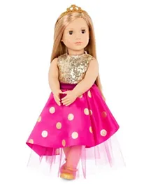 Our Generation Doll with Long Festive Dress & Tiara  Sarah Pink & Golden - 18 Inches