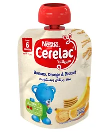 Nestle Cerelac Banana Orange Biscuit Puree Pouch - 90 Grams