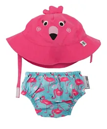 ZOOCCHINI Baby Swim Diaper & Sun Hat Set Franny the Flamingo - Large