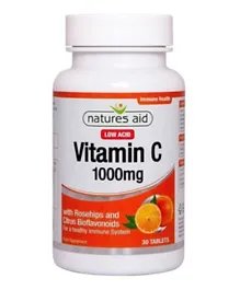 NATURES AID LTD Vitamin C 1000mg Low Acid Food Supplement - 30 Tablets