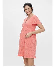 Mamalicious Short Sleeves Maternity Dress - Sugar Coral